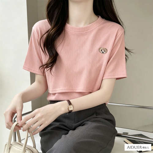 上掀式哺乳期外出上衣服辣妈夏季可外穿宝妈铺乳夏天半袖T恤薄款