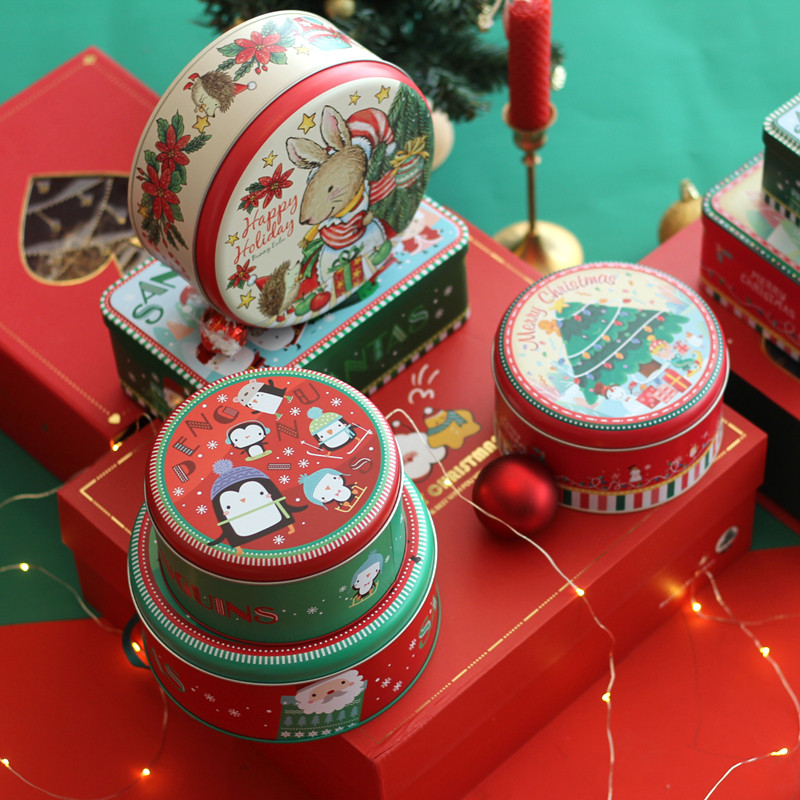 圣诞饼干铁盒christmas biscuit wrap round candy box gift bag