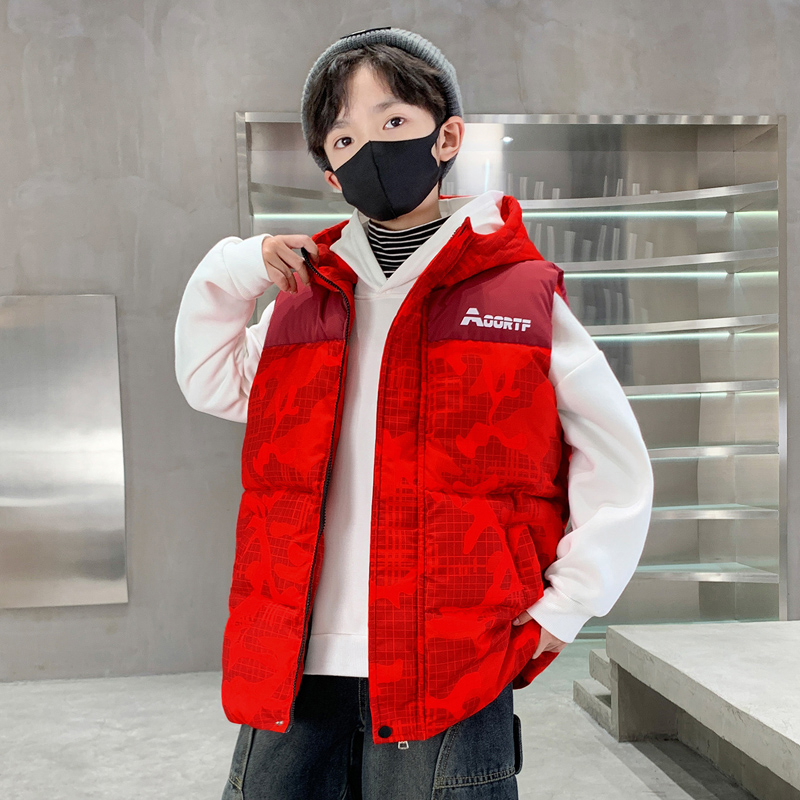 男童超好看马甲红色冬装2025新款