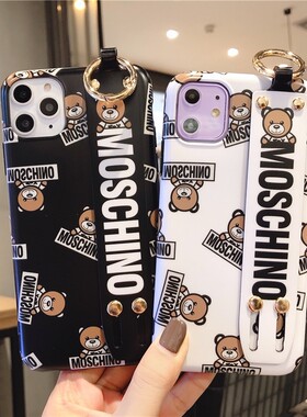 潮牌Moschino小熊xsmax手机壳6适用苹果7/8plus软壳XR手腕带11Pro