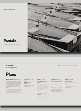 干净淡色调黑白抽象艺术简约设计感排版作品集时尚小众PPT模板