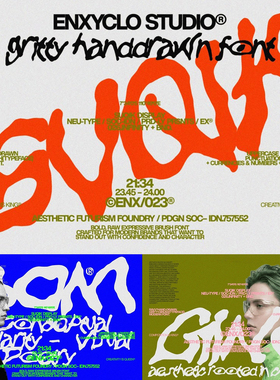 涂鸦活力Y2K摇滚音乐艺术不规则叛逆logo标题手写装饰英文字体