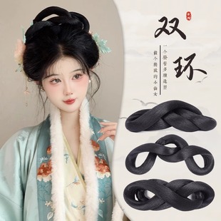 溪亭记古装假发唐宋发包双环8字发髻古风汉服明制百搭环环造型髻