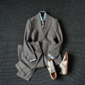 CssuGent 潮 男老钱复古西装 绅士优雅美学高定 人字纹羊毛西服套装