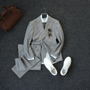 CssuGent那不勒斯皇后高定西装复古绅装男戗驳领商务宴会西服套装