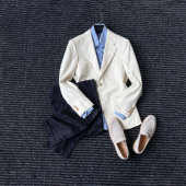 CssuGent那不勒斯皇后经典 平驳领半里衬西服男绅士优雅商务西装