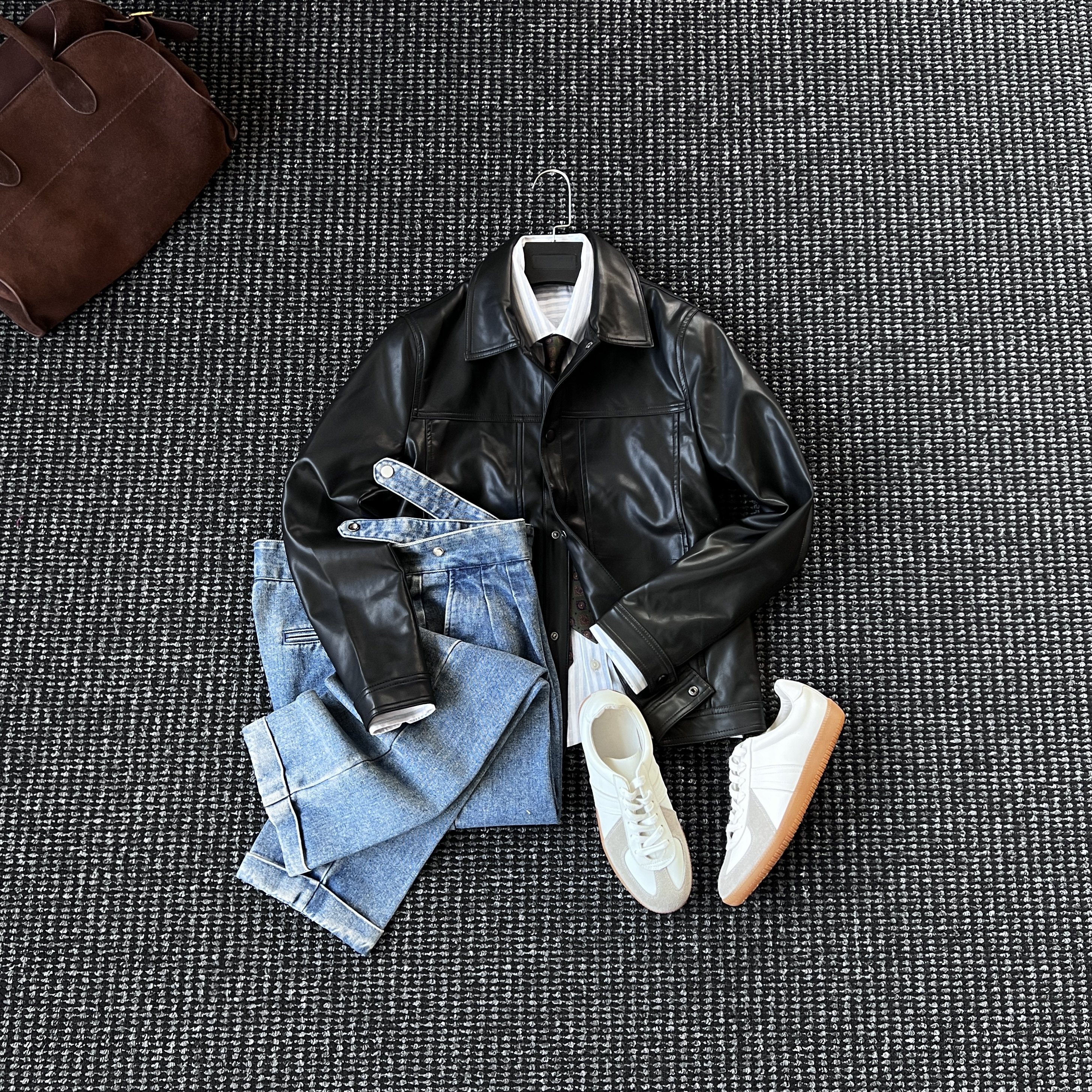 CssuGent秋冬季高级感仿绵羊皮柔软轻奢皮夹克男绅士优雅高端外套,男装,夹克,淘宝优惠券,粉丝福利购,淘宝优惠卷