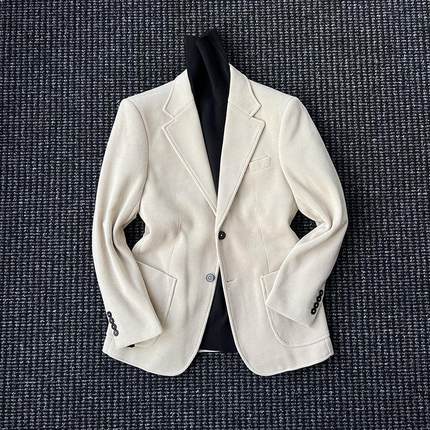 CssuGent重磅加厚等芯片平驳领西服男士休闲复古西装外套