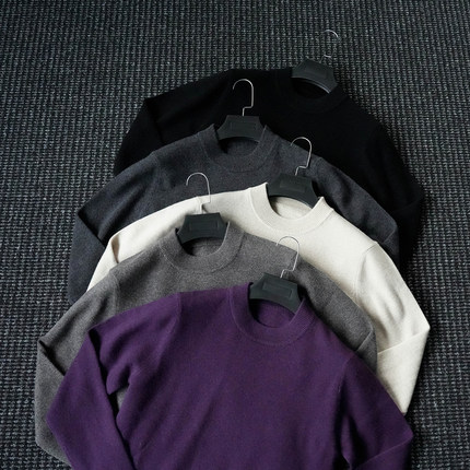 CssuGent 那不勒斯皇后 冬季厚款羊绒针织毛衣男紫色雅痞打底衫潮