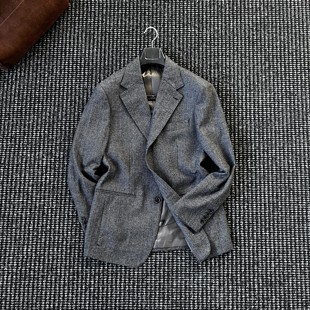 优雅西装 复古老钱西服男高定绅装 外套 羊毛人字纹经典 CssuGent冬季