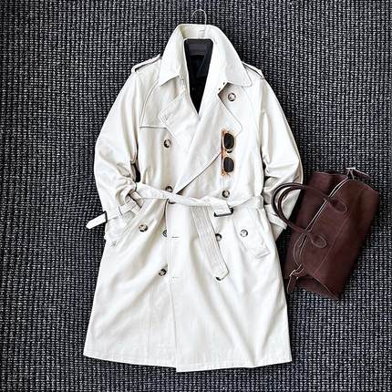 CssuGent定制级经典英伦战壕长款风衣外套男士经典插肩袖双排扣潮