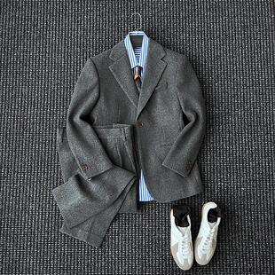 商务通勤休闲西装 CssuGent冬季 男士 重磅磨毛平驳领西服套装 厚款