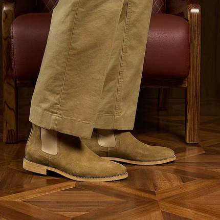 CssuGent 秋冬季高端真皮反绒切尔西高帮短靴男绅装高定马丁靴潮