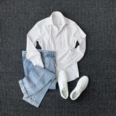 绅装 高定那不勒斯商务通勤痞帅高级感条纹衬衫 男士 一片领衬衣潮流