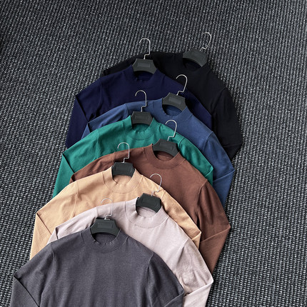 CssuGent秋冬季14针混纺半高领针织毛衣男休闲时尚保暖百搭打底衫