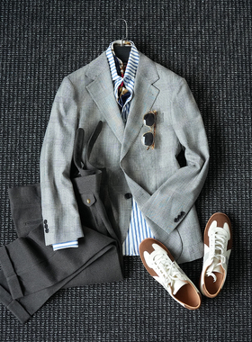 CssuGent那不勒斯皇后高定精纺羊毛亲王格西服男绅士通勤绅装西装