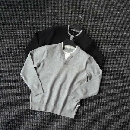 CssuGent 可机洗羊毛混纺 假两件保暖毛衣男老钱风雅痞厚款针织衫