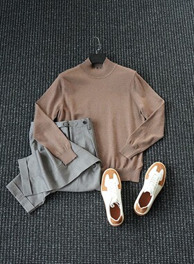 CssuGent 时尚半高领保暖针织毛衣男休闲百搭打底衫潮