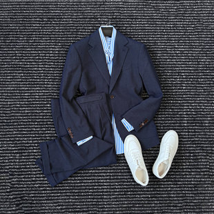 CssuGent那不勒斯轻奢平驳领暗格纹西服套装 潮 男绅士优雅新贵西装