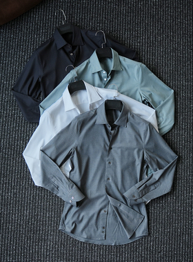 CssuGent秋冬莫代尔羊毛高定长袖衬衫男商务休闲轻奢绅装羊毛衬衣