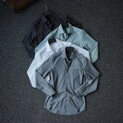 CssuGent秋冬莫代尔羊毛高定长袖衬衫男商务休闲轻奢绅装羊毛衬衣