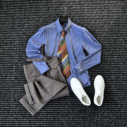 CssuGent秋季新品斜纹尖扣领长袖衬衫男商务休闲正装透气舒适衬衣