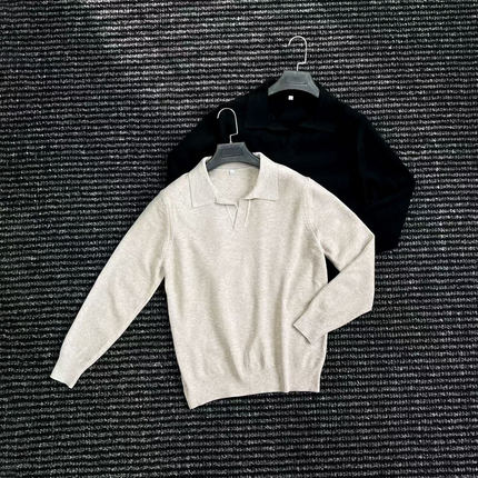 CssuGent早秋时尚绅士海鸥领羊毛混纺针织POLO衫毛衣男通勤线衫潮