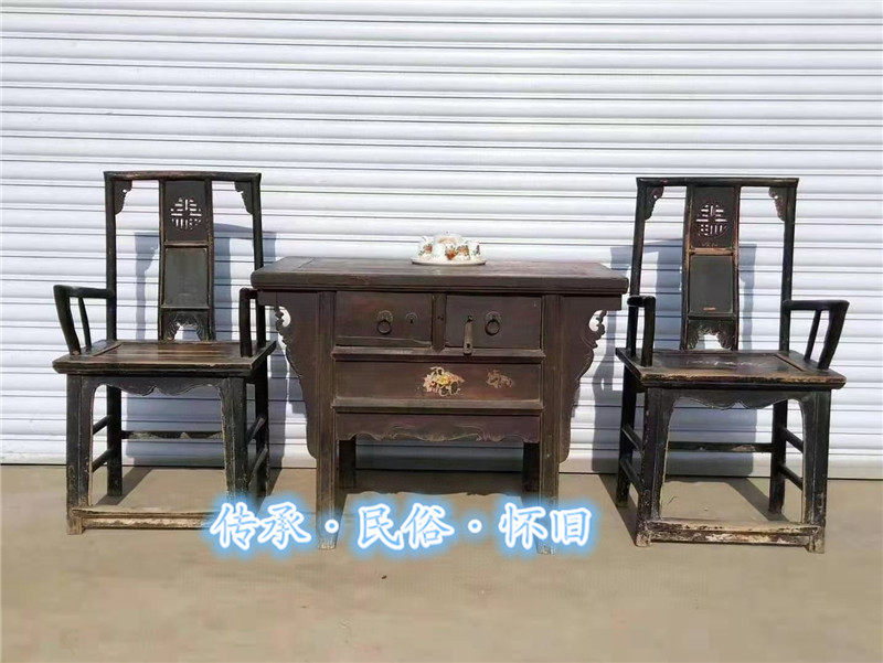 民俗怀旧老物件明清家具老桌椅供桌椅子中式装修摆件古镇会所茶馆