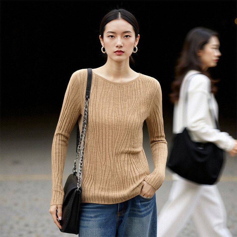 波韵纱！大圆领扬子纱羊毛针织衫