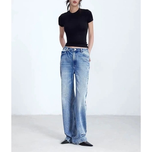 进口Bossa土耳其面料牛仔裤 6010 轻奢高品质雪花蓝直筒阔腿裤