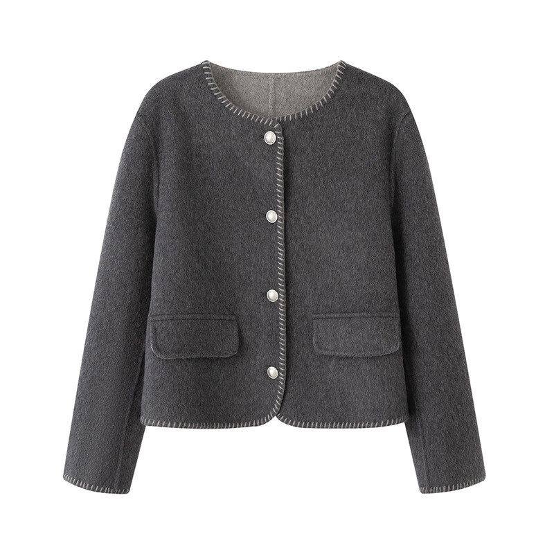 2025冬季新款时尚气质百搭圆领双面毛呢短外套女3GA371361,女装/女士精品,毛呢外套,淘宝优惠券,粉丝福利购,淘宝优惠卷