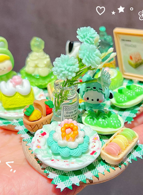 树脂迷你食玩磁吸摆件摆台卡通DIY手工绿色儿童创意粘贴玩具礼物