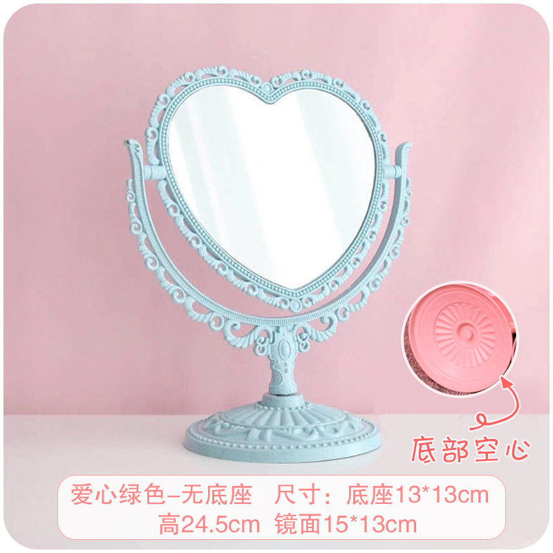 GIRLY HEART 유럽 복고풍 스타일 양면 화장 거울 귀여운 GIRLY HEART 공주 거울 기숙사 침실 데스크탑 하트 모양