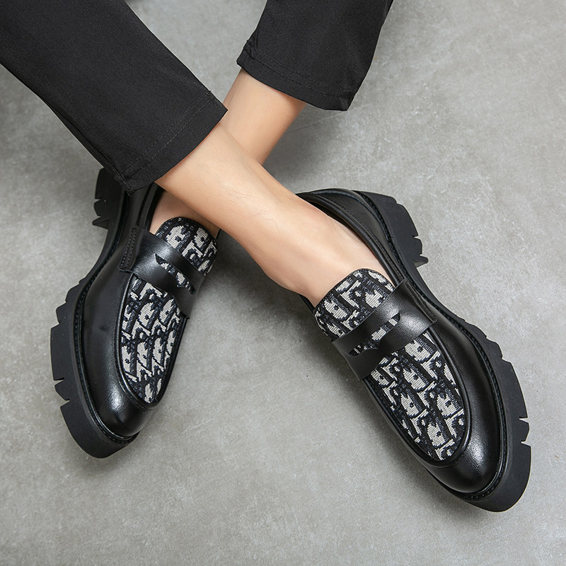 皮鞋男英伦潮流内增高发型师厚底尖头韩版商务正装休闲小皮鞋透气