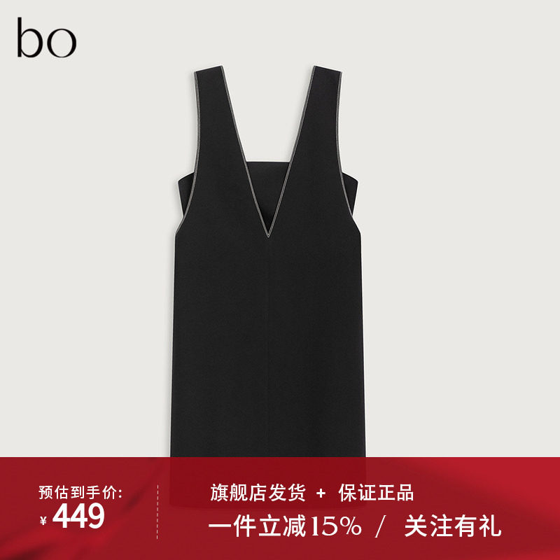 播黑标系列黑色背心裙女2024夏新款无袖短款连衣裙BDR1LD2139
