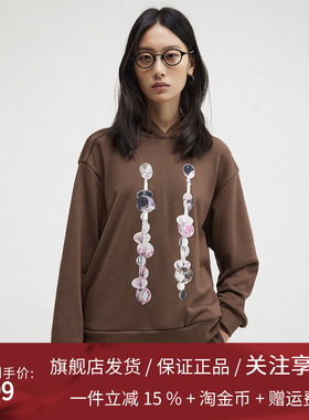 播商场同款Houzichao联名休闲宽松印花24冬新连帽卫衣BDR4VD3992