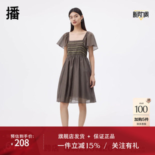 播商场同款2023夏季新款彩色花式打揽大气方领连衣裙女BDQ2LD1136