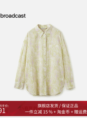 播商场同款长袖印花苎麻衬衫女25夏季新款宽松薄外套BDS7CD4508