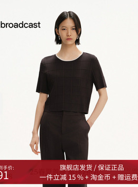 播商场同款撞色圆领短袖针织衫女25夏季新款别致上衣BDS2SD2106