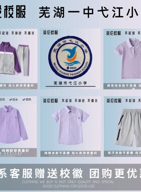 【校徽现货】芜湖一中教育集团弋江小学 紫色运动服短袖T恤校服