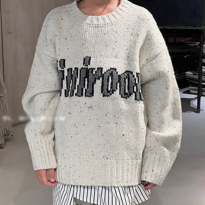 【现货】潮牌童装男童女童毛衣2024秋冬儿童彩纱点字母加厚针织衫