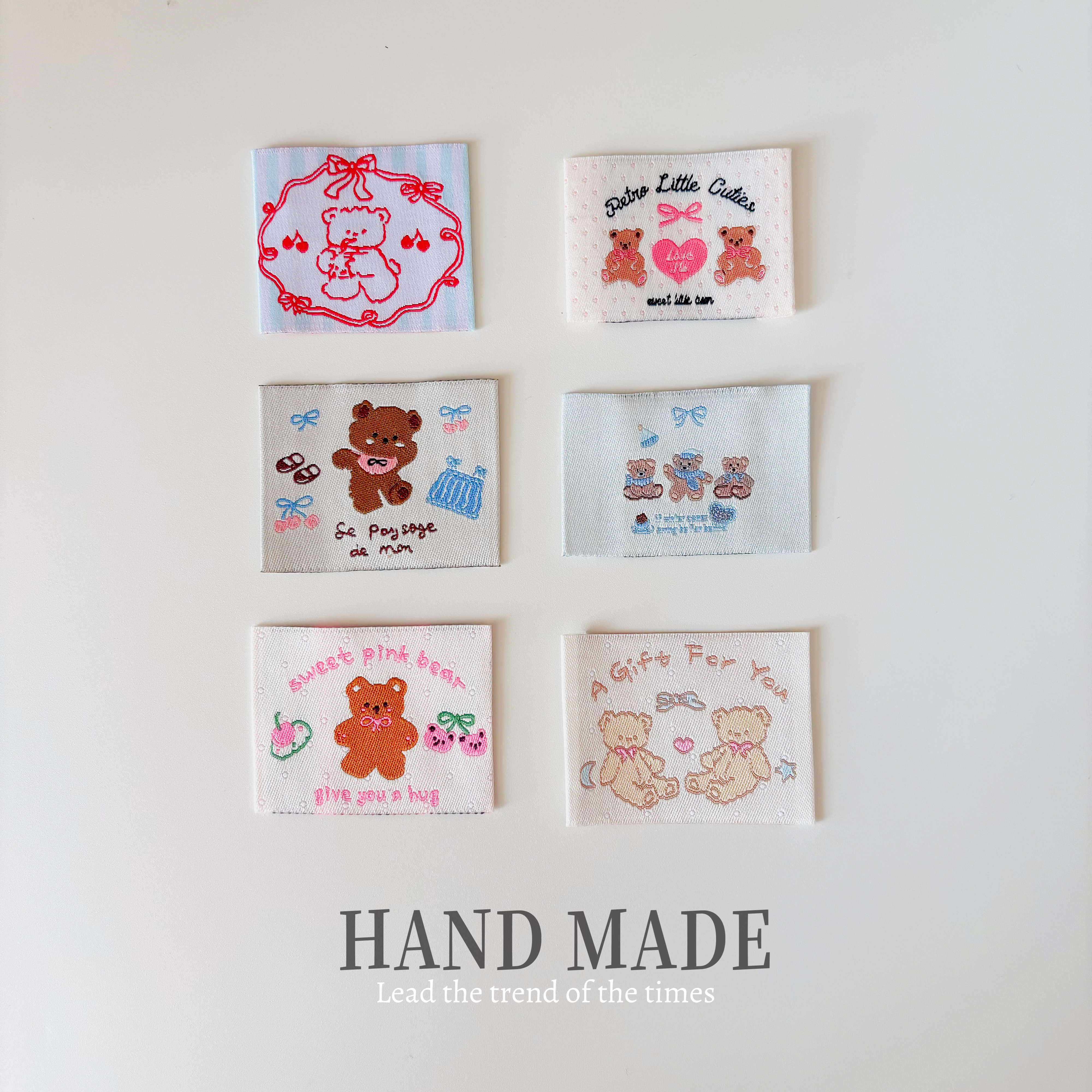 小熊布标彩色织唛手工diy辅料