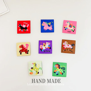 原创现货小马布标国风多巴胺自粘小标签手作DIY可缝纫织唛贴装饰