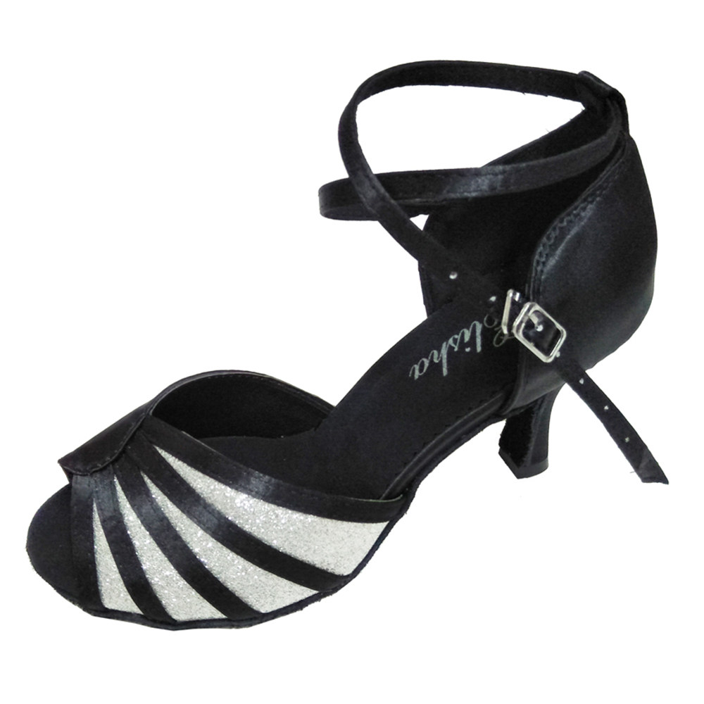 大码拉丁舞鞋 国标上课表演女 摩登交谊成人学生 蓝色软底定制跟