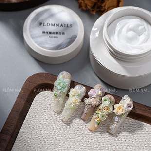 PLDMNAILS美甲雕花胶纯白色弹性柔软不易断裂免洗不粘手指甲雕艺