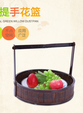 竹编手提食盒 酒店传菜创意手提食盒 酒店植物食盒传菜盒提菜盒