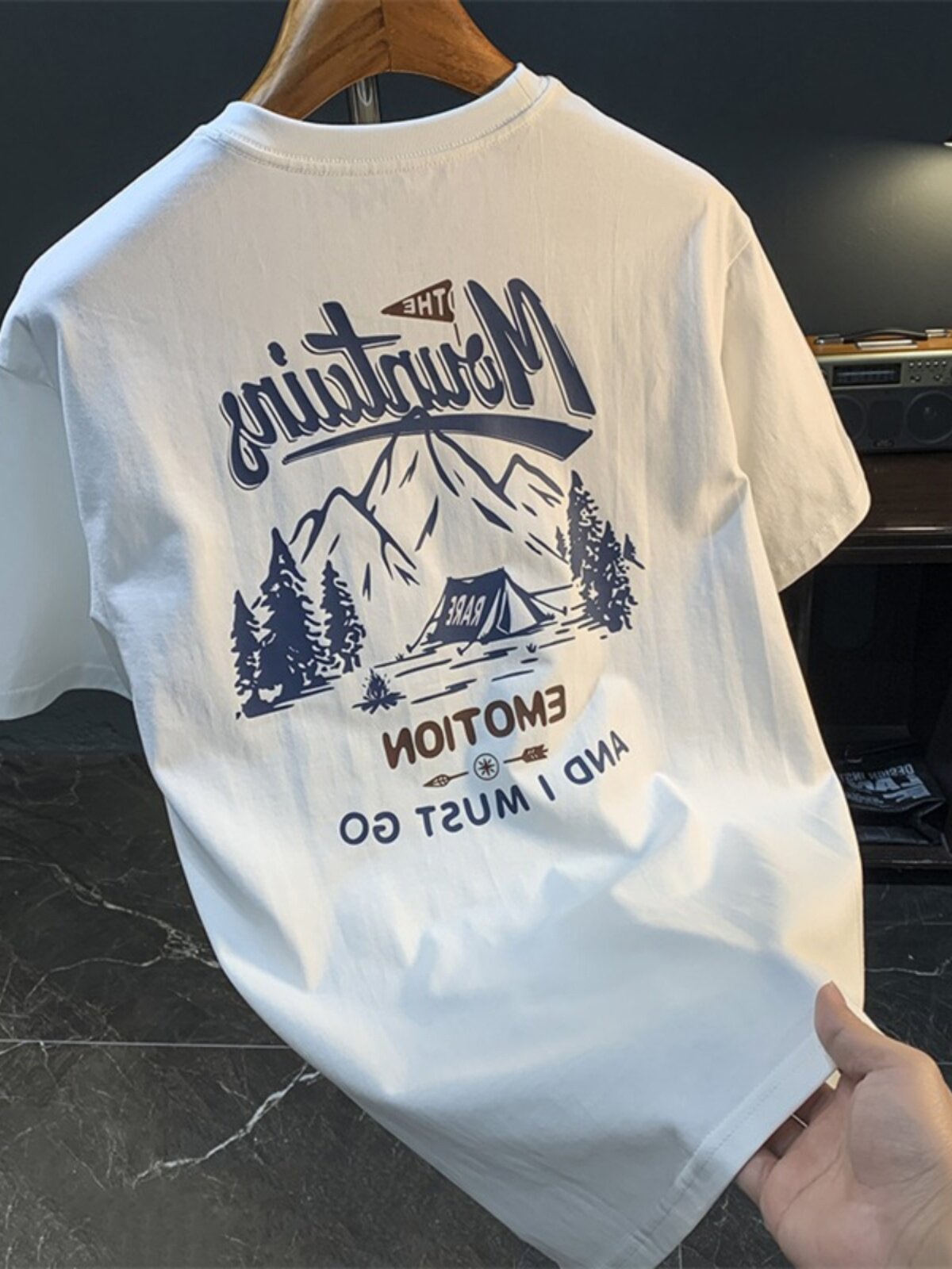 대외 무역 통관 꼬리 상품 브랜드 픽업 여름 가벼운 고급 순면 남성 반팔 티셔츠 트렌디 브랜드 루즈 탑 인