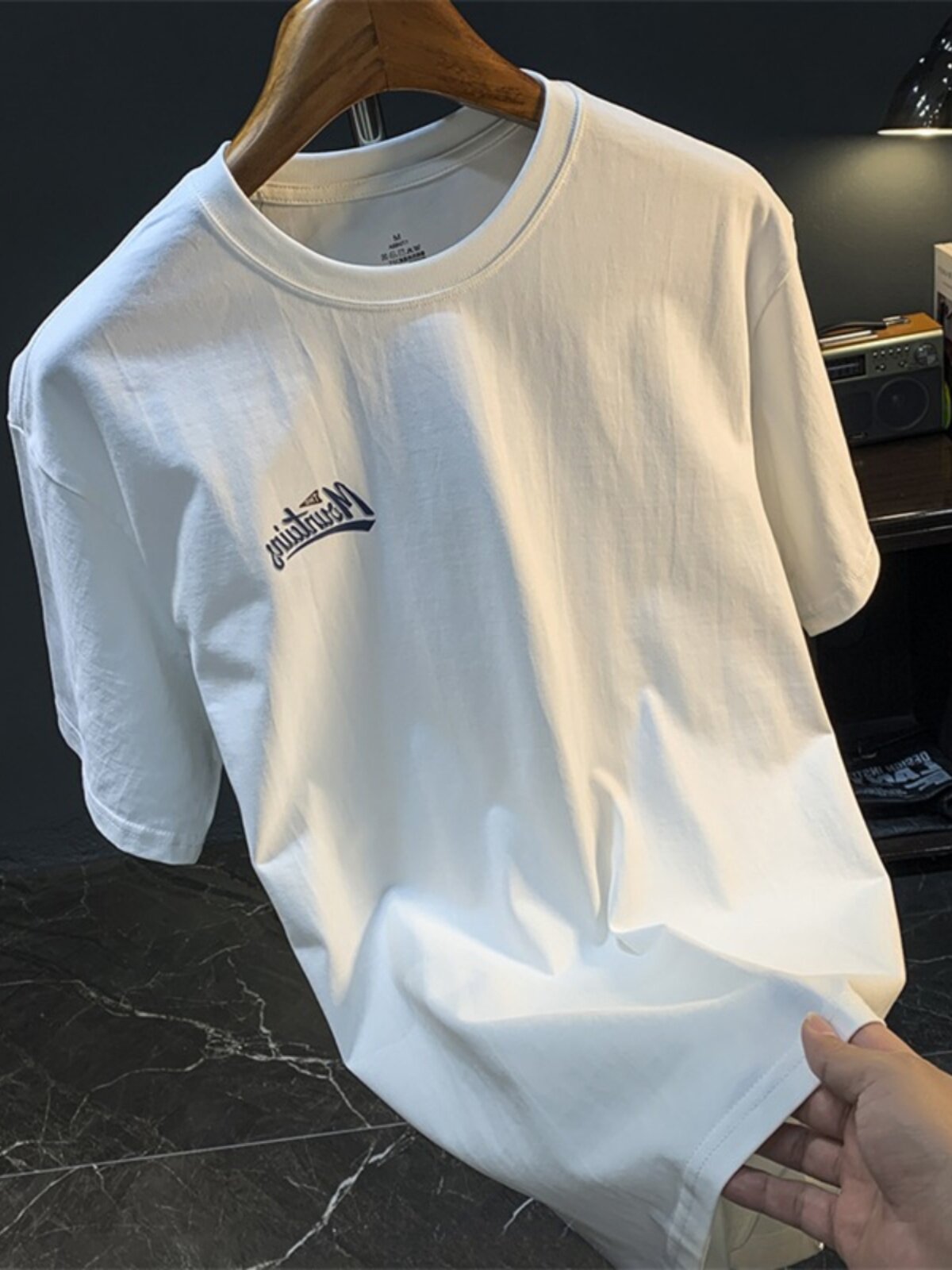 대외 무역 통관 꼬리 상품 브랜드 픽업 여름 가벼운 고급 순면 남성 반팔 티셔츠 트렌디 브랜드 루즈 탑 인