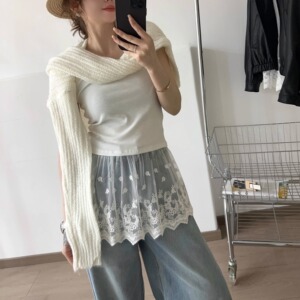 欧洲站2025春季新款蕾丝拼接吊带背心裙韩系叠穿辣妹风打底衫上衣