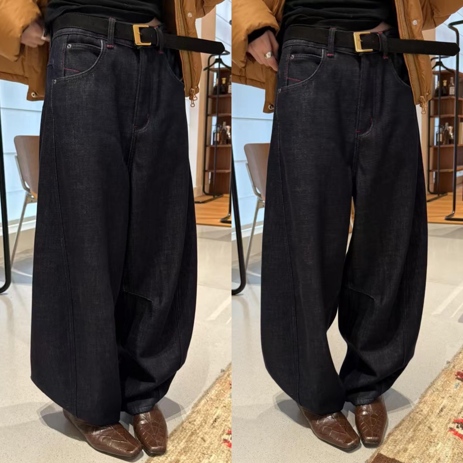 压线调性原牛色欧货牛仔裤潮